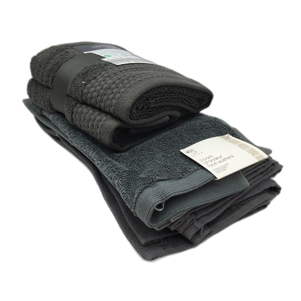 Kirkton House & Target 8pc Assorted Dark Grey Face Washers and Hand Towels NEW
