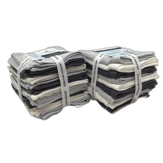 Kirkton House 2 x 10 Pack Monochrome 30 x 28 cm Face Washers NEW