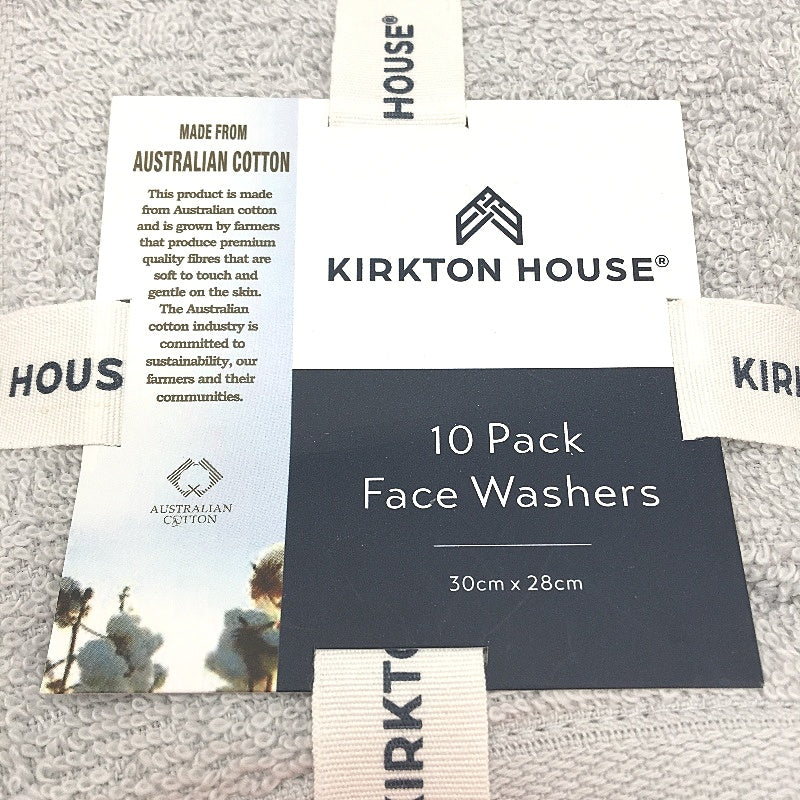 Kirkton House 2 x 10 Pack Monochrome 30 x 28 cm Face Washers NEW
