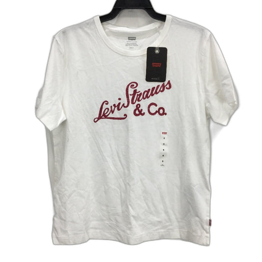 Levi's Graphic Iconic Archival Script Cotton White Tee Shirt Ladies Sz Small NEW