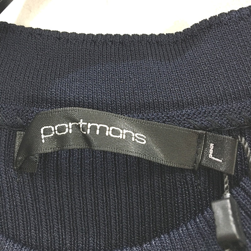 Portmans Juno Navy Blue Mock Neck Fitted Knit Top Ladies Size Large NEW