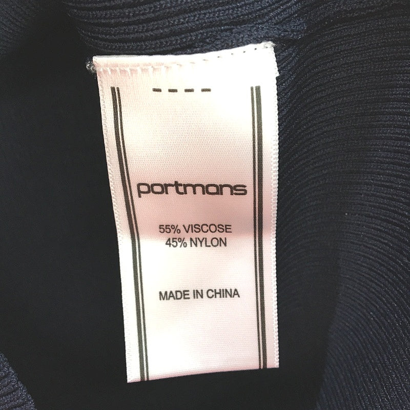 Portmans Juno Navy Blue Mock Neck Fitted Knit Top Ladies Size Large NEW
