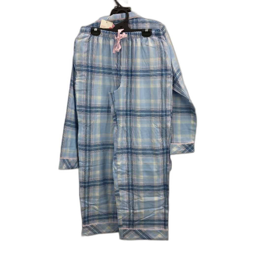 Peter Alexander Blue Checkered Longsleeve Flannelette PJ Set Ladies Sz Med NEW