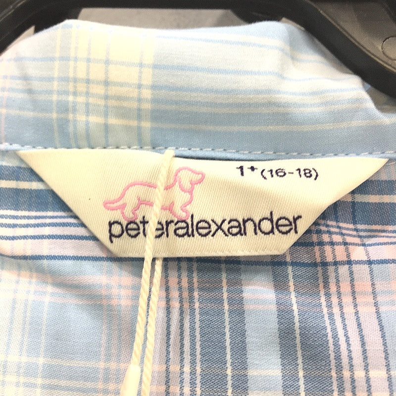 Peter Alexander Blue Check Short Sleeve Cotton PJ Set Ladies Size 1 Plus NEW