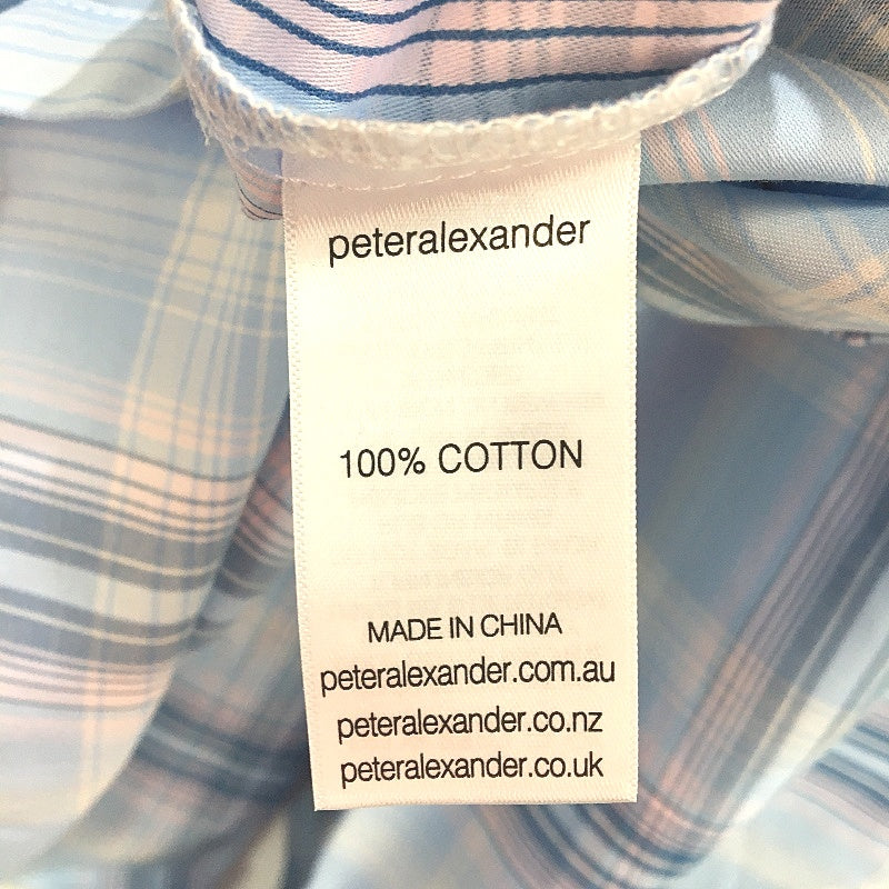 Peter Alexander Blue Check Short Sleeve Cotton PJ Set Ladies Size 1 Plus NEW