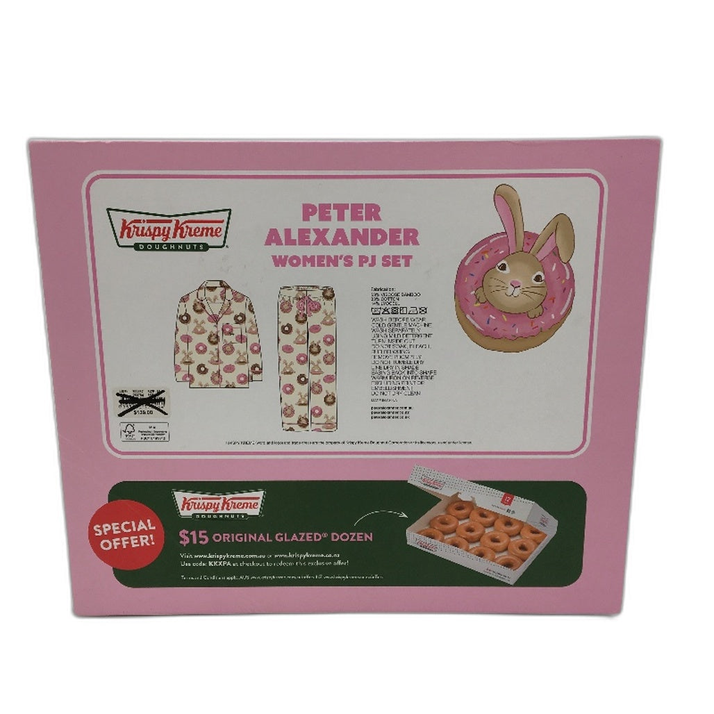 Peter Alexander Krispy Kreme Pink Bunny Bamboo LS PJ Set Ladies Sz Medium NEW