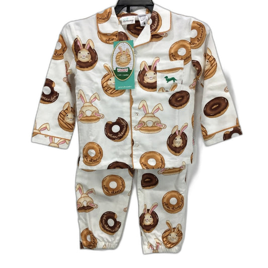 Peter Alexander Krispy Kreme Brown Bunny Flannelette PJ Set Boys Size AU 4 NEW