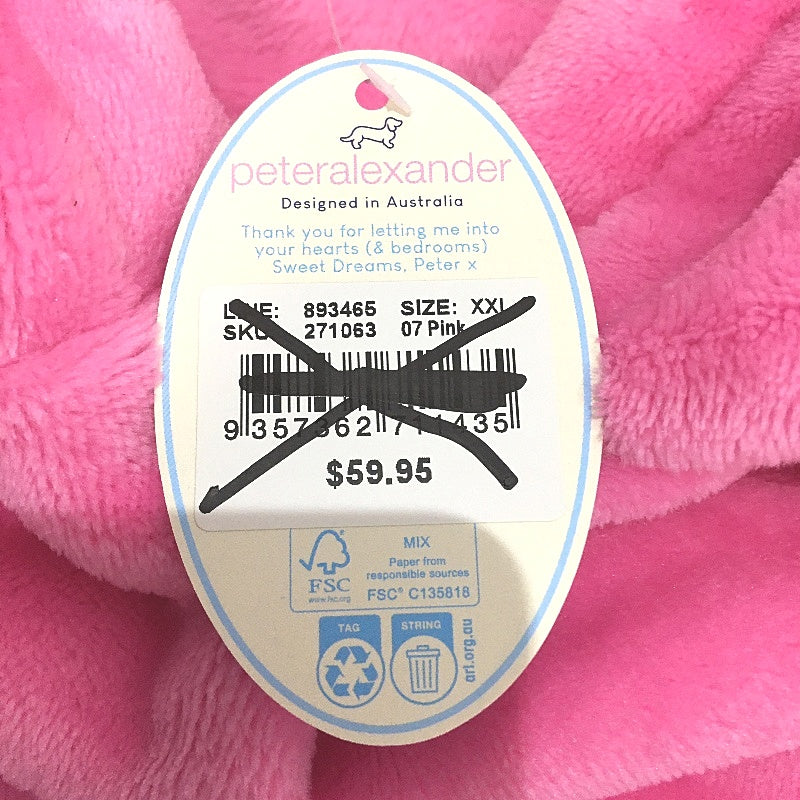 Peter Alexander Bunny Dog Fluffy Soft Fleecey Pink Hoodie Size 2XL NEW