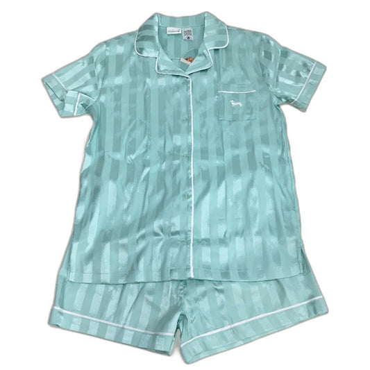 Peter Alexander Aqua Teal Satin Shortie Pyjama Set Girls Size AU 14 NEW