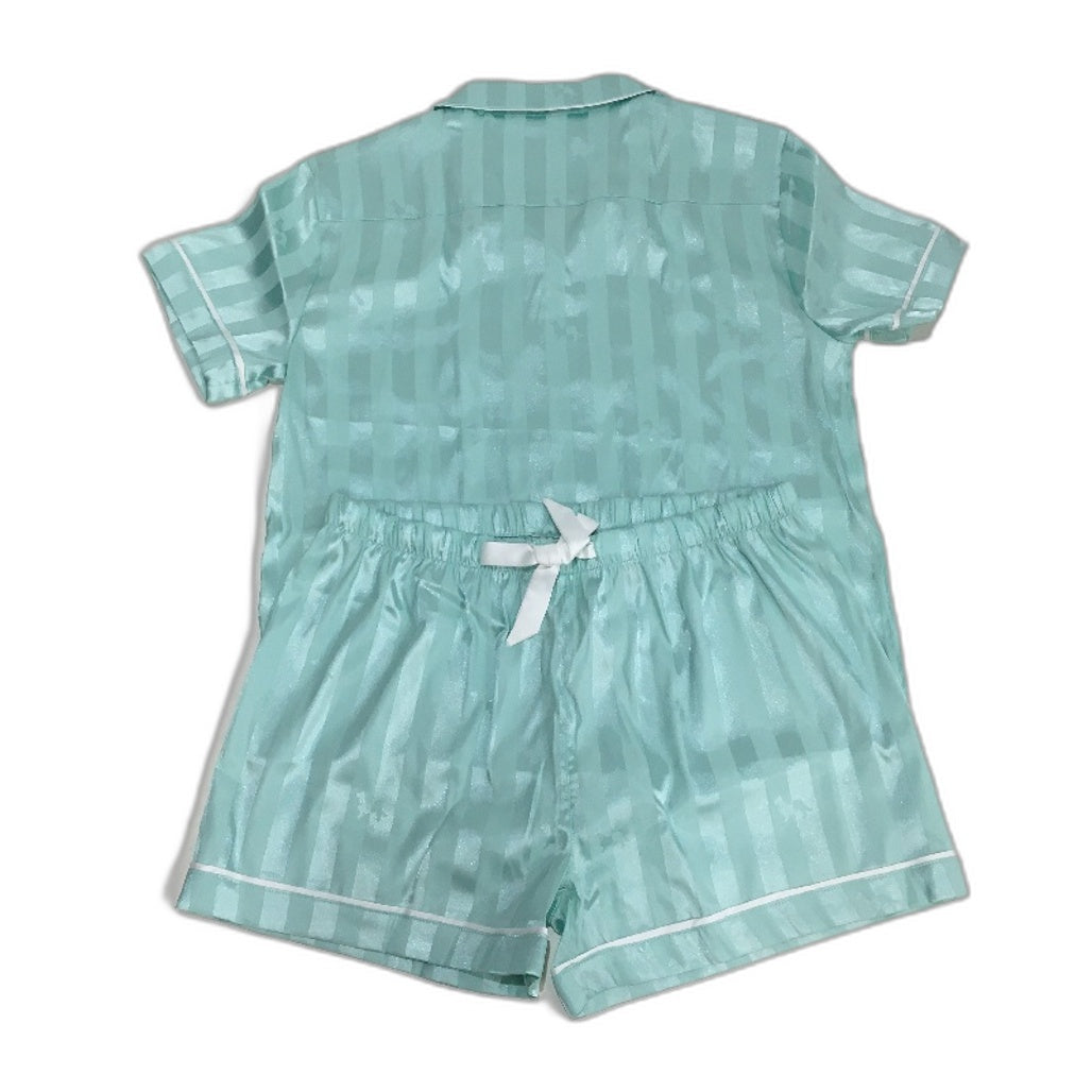 Peter Alexander Aqua Teal Satin Shortie Pyjama Set Girls Size AU 14 NEW