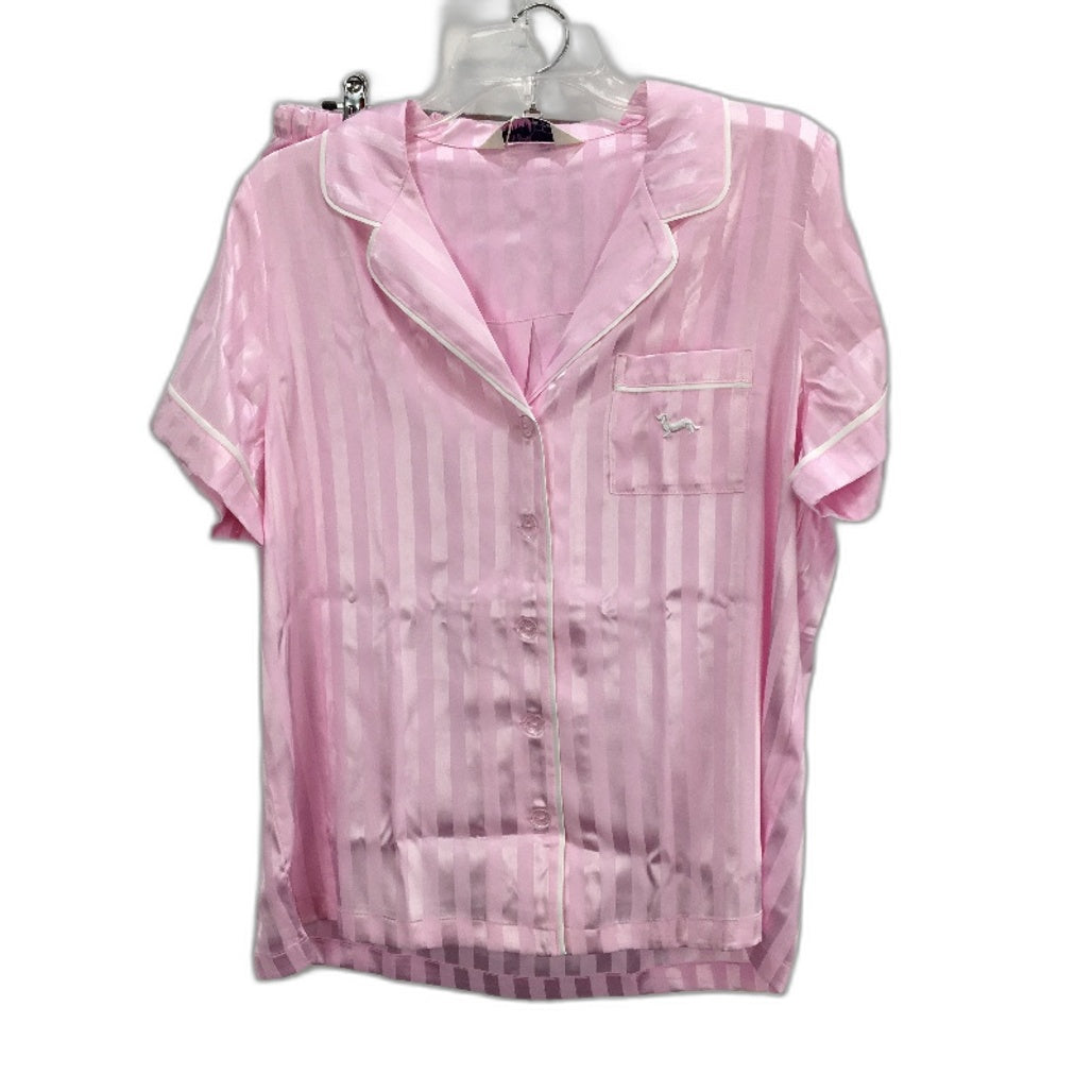 Peter Alexander Pink Stripe Chic Satin Shortie Pyjama Set Ladies Size Large NEW