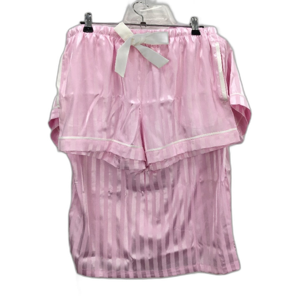 Peter Alexander Pink Stripe Chic Satin Shortie Pyjama Set Ladies Size Large NEW