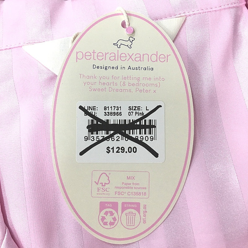 Peter Alexander Pink Stripe Chic Satin Shortie Pyjama Set Ladies Size Large NEW