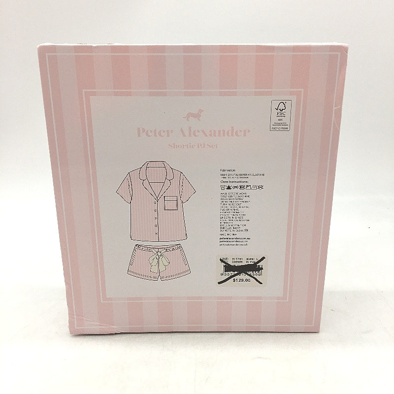 Peter Alexander Pink Stripe Chic Satin Shortie Pyjama Set Ladies Size Large NEW