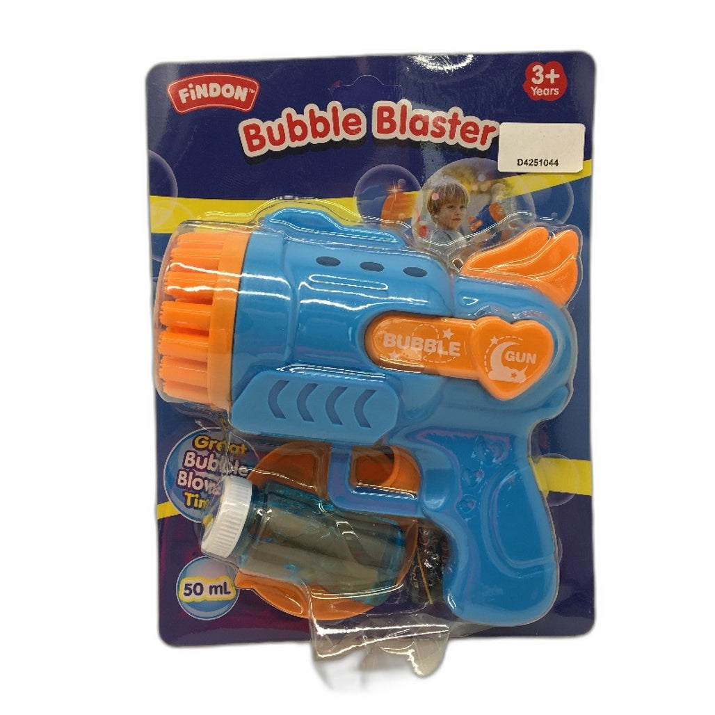 Findon Bubble Blaster Blue & Orange Bubble Blowing Gun Toy Battery Operated NEW