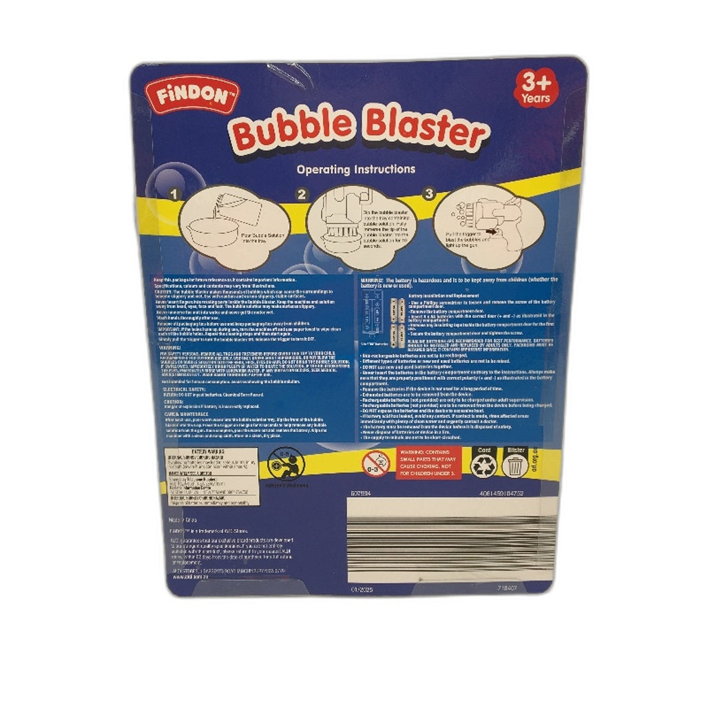 Findon Bubble Blaster Blue & Orange Bubble Blowing Gun Toy Battery Operated NEW