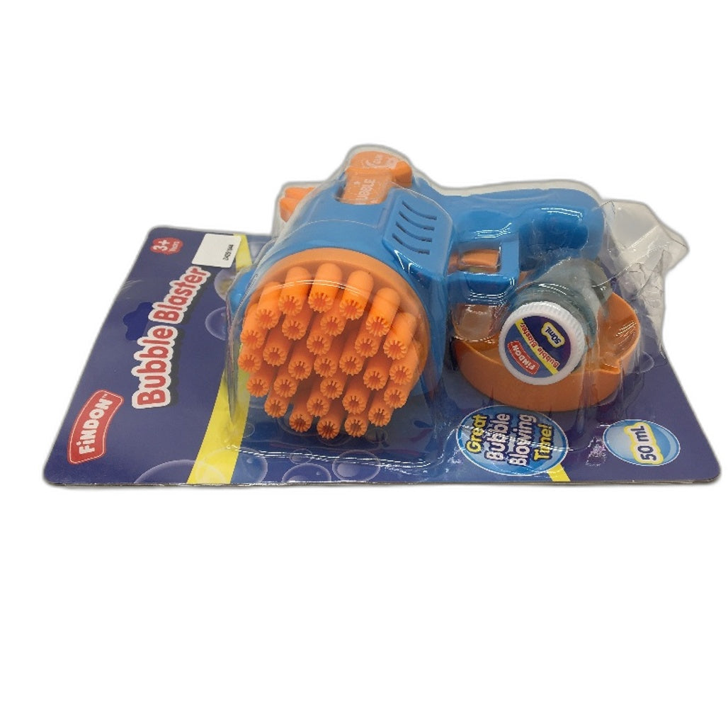 Findon Bubble Blaster Blue & Orange Bubble Blowing Gun Toy Battery Operated NEW
