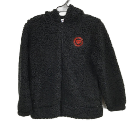 AFL Essendon Bombers Black Fluffy Hooded Zip-Up Jacket Youth Size 10 NEW
