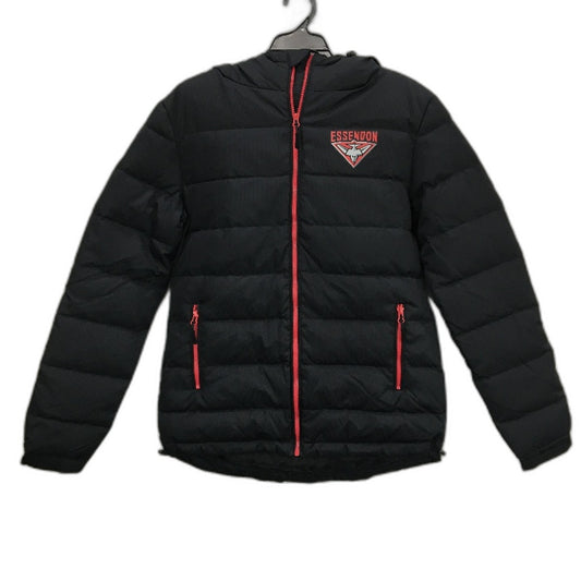 AFL Essendon Bombers Hooded Down & Feather Puffer Jacket Zip-Up Ladies Sz 10 NEW