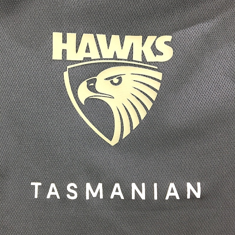 AFL Adidas Hawthorn Hawks Dark Grey Short Sleeve Polo Shirt Unisex Size M NEW