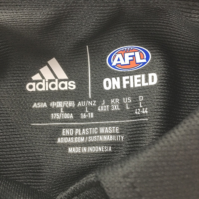 AFL Adidas Hawthorn Hawks Dark Grey Short Sleeve Polo Shirt Unisex Size L NEW