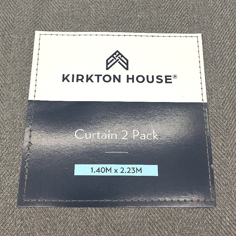 Kirkton House Blockout Mid-Grey Weave Curtain Eyelet 2 Pack 1.4 x 2.23m NEW