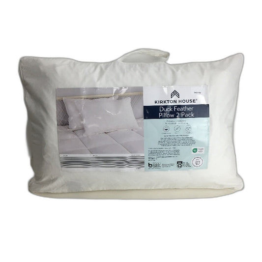 Kirkton House Duck Feather 2 Pack Cotton Cover Standard Pillow Set NEW