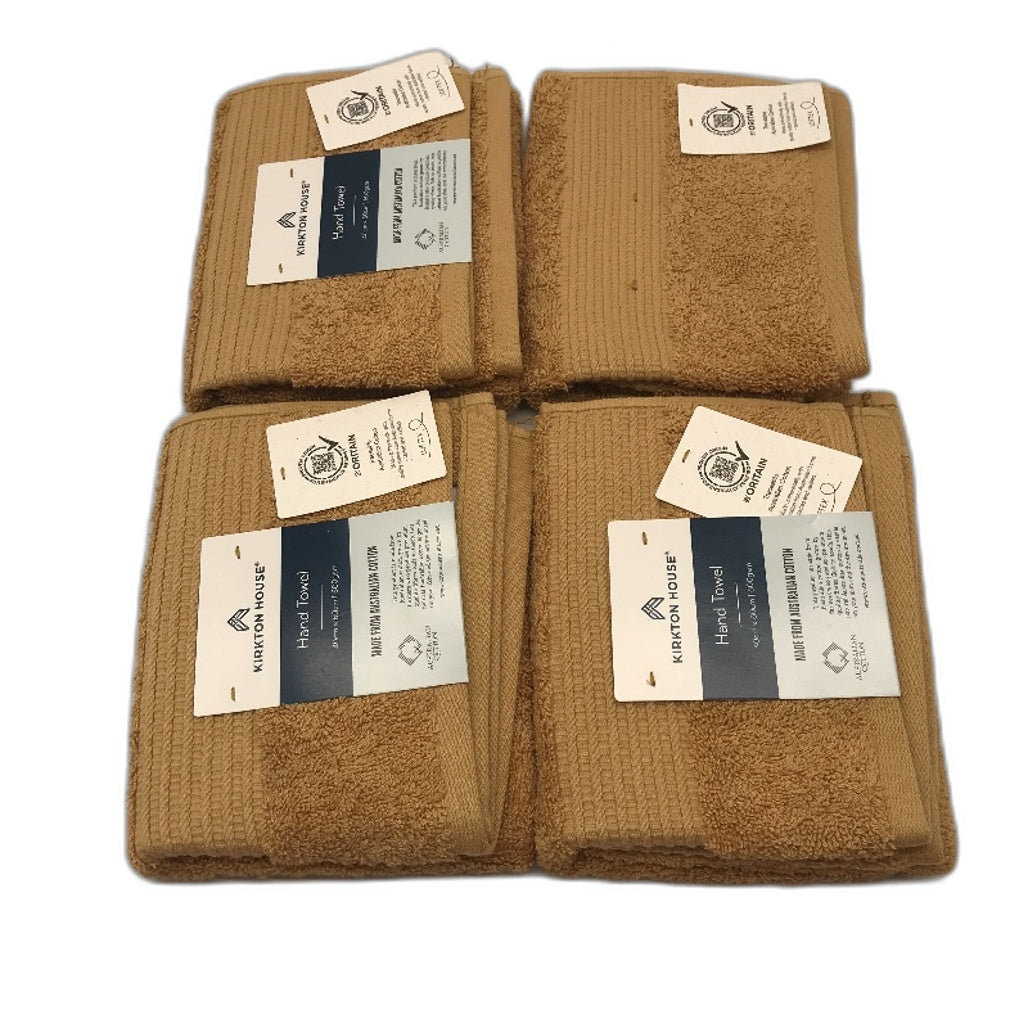 Kirkton House 4Pce 100% Australian Cotton Mustard Hand Towel Pack NEW