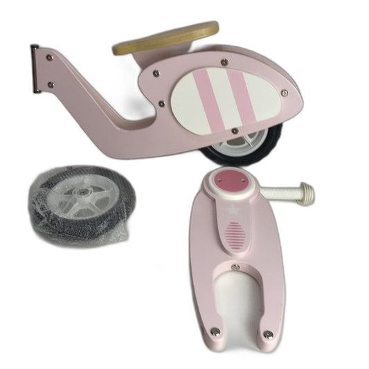 Kids Retro Design Light Pink Natural Wooden Balance Push Bike NEW