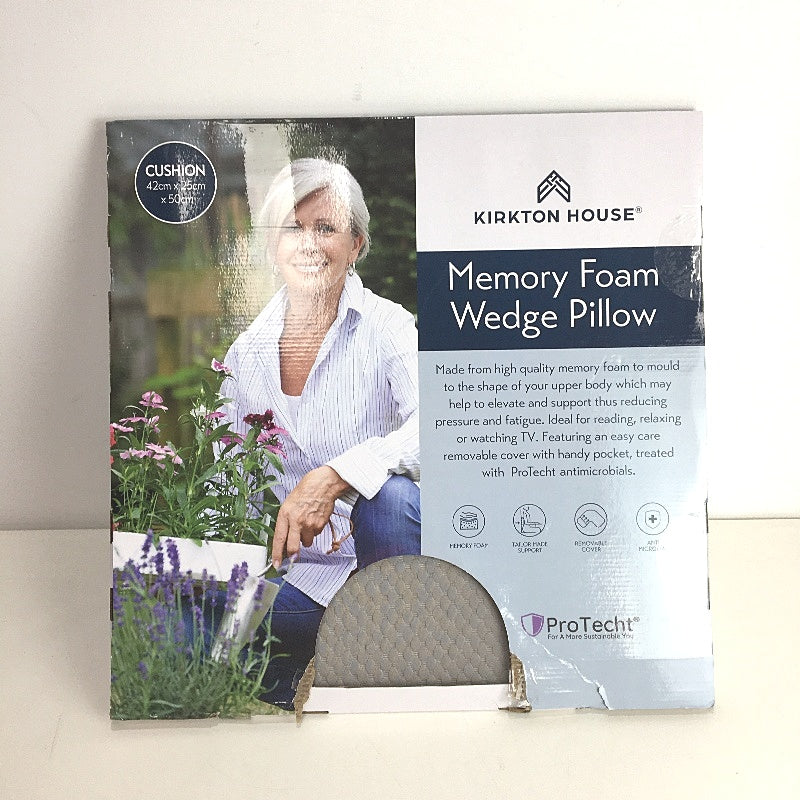 Kirkton House Grey Memory Foam Removable Cover Wedge Pillow Cushion Support NEW