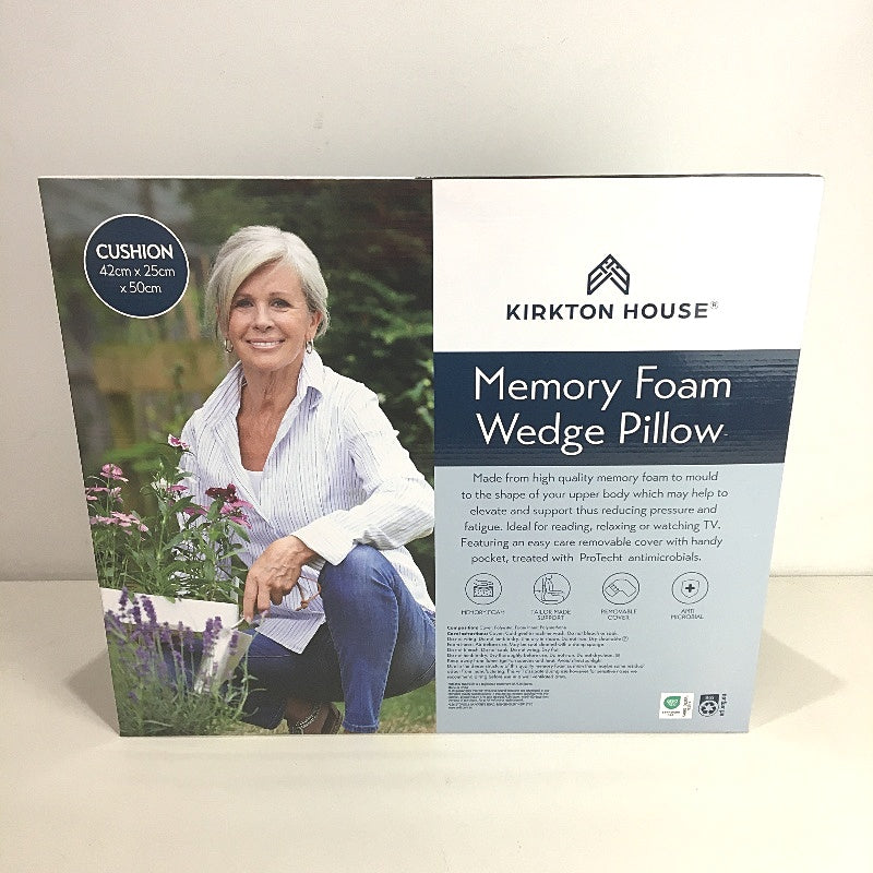 Kirkton House Grey Memory Foam Removable Cover Wedge Pillow Cushion Support NEW