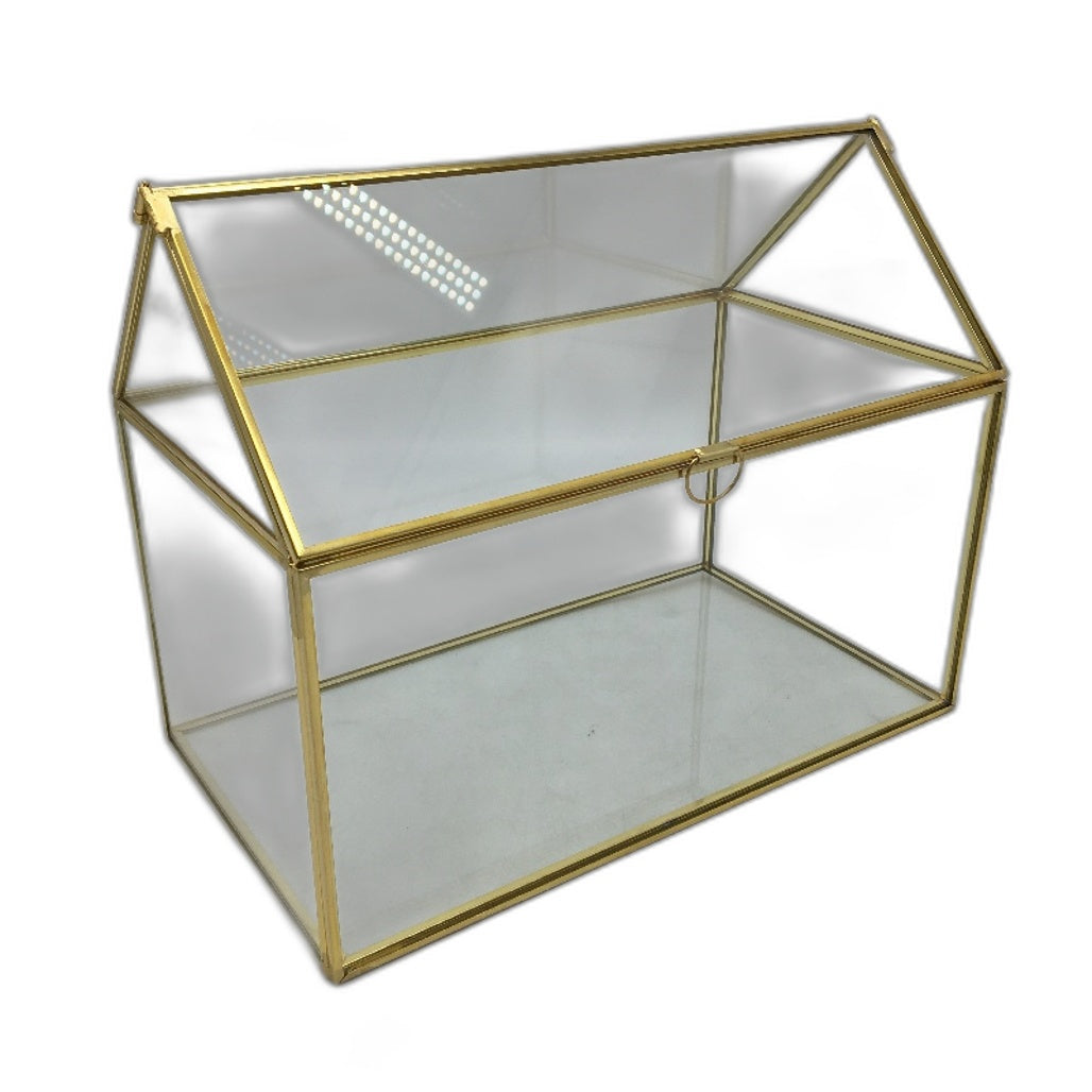 NCYP 26cm Large Geometric Glass Card Box Organiser Terrarium Succulent Pot NEW
