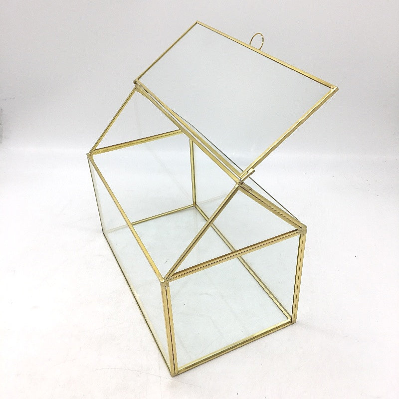NCYP 26cm Large Geometric Glass Card Box Organiser Terrarium Succulent Pot NEW
