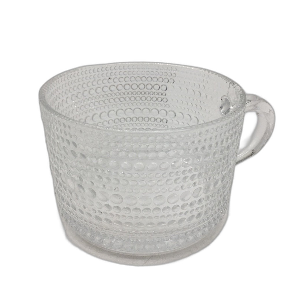 Timifte Set Of 4 Vintage Embossed Clear 14 oz Coffee Tea Mugs With Spoons NEW