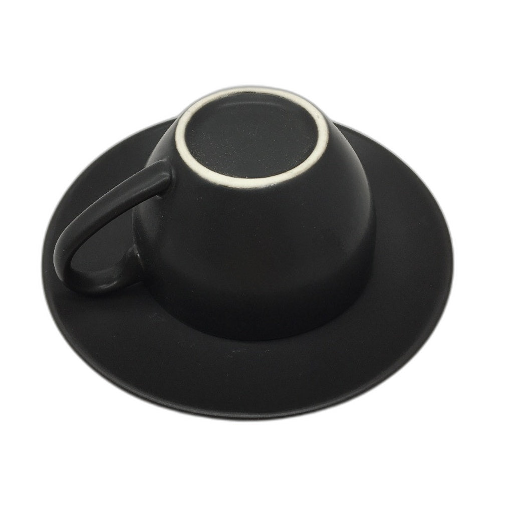 MIAMIO 6 Pcs Ceramic Cappuccino Coffee Tea Mugs Cups With Saucer & Metal Stand