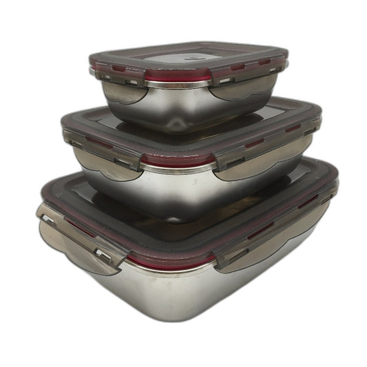 3 Pack Dishwasher Safe Stainless Steel Food Storage Containers With Lids