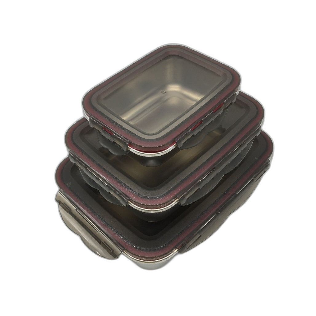 3 Pack Dishwasher Safe Stainless Steel Food Storage Containers With Lids