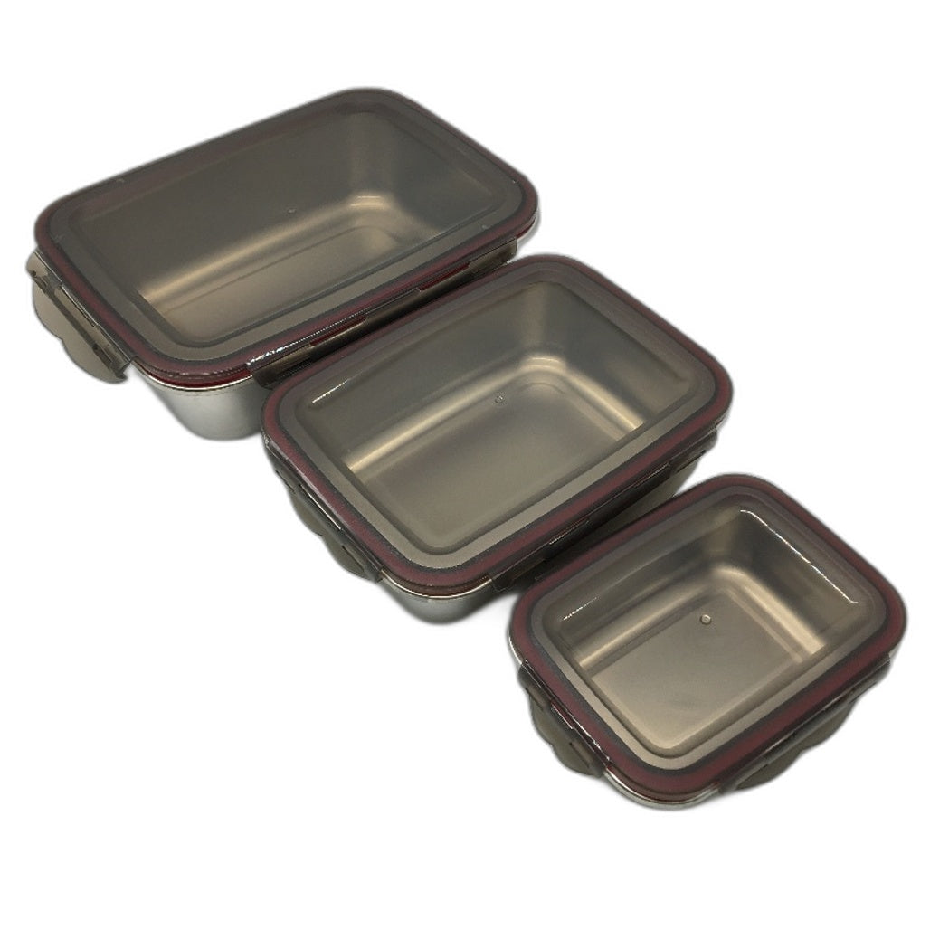 3 Pack Dishwasher Safe Stainless Steel Food Storage Containers With Lids