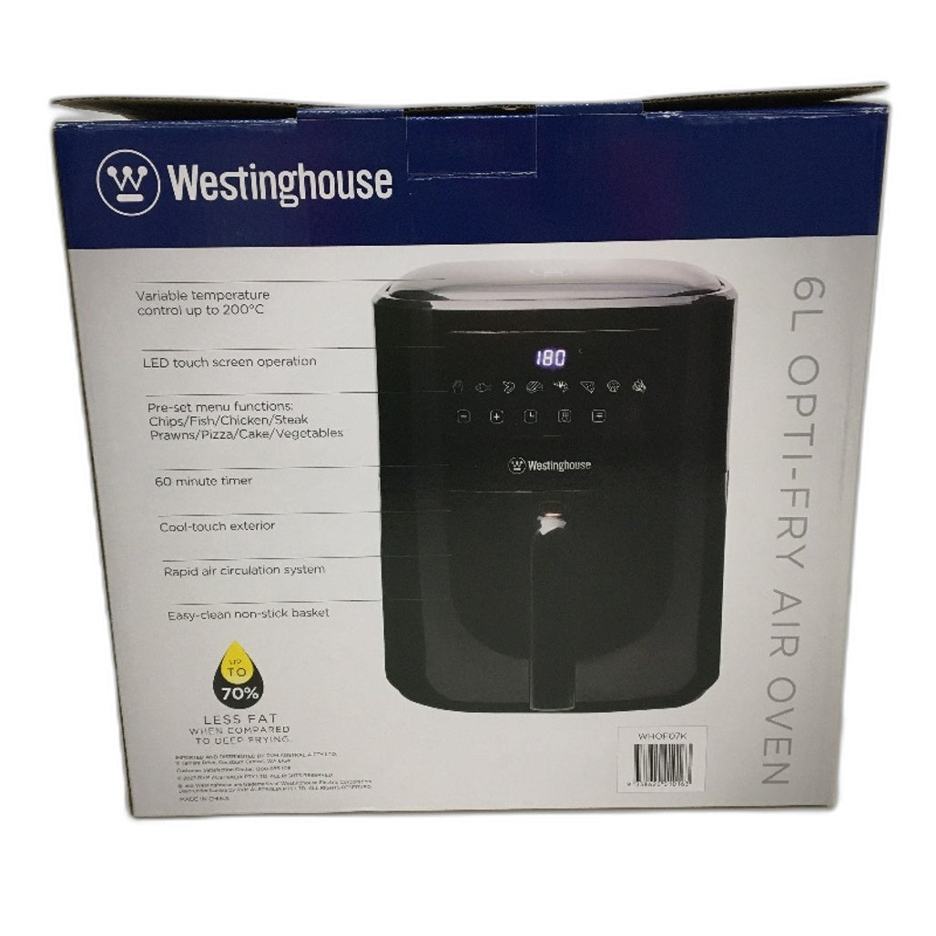 Westinghouse 6L Opti-Fry Air Fryer Oven 1700W LED Digital WHOF07K Black NEW