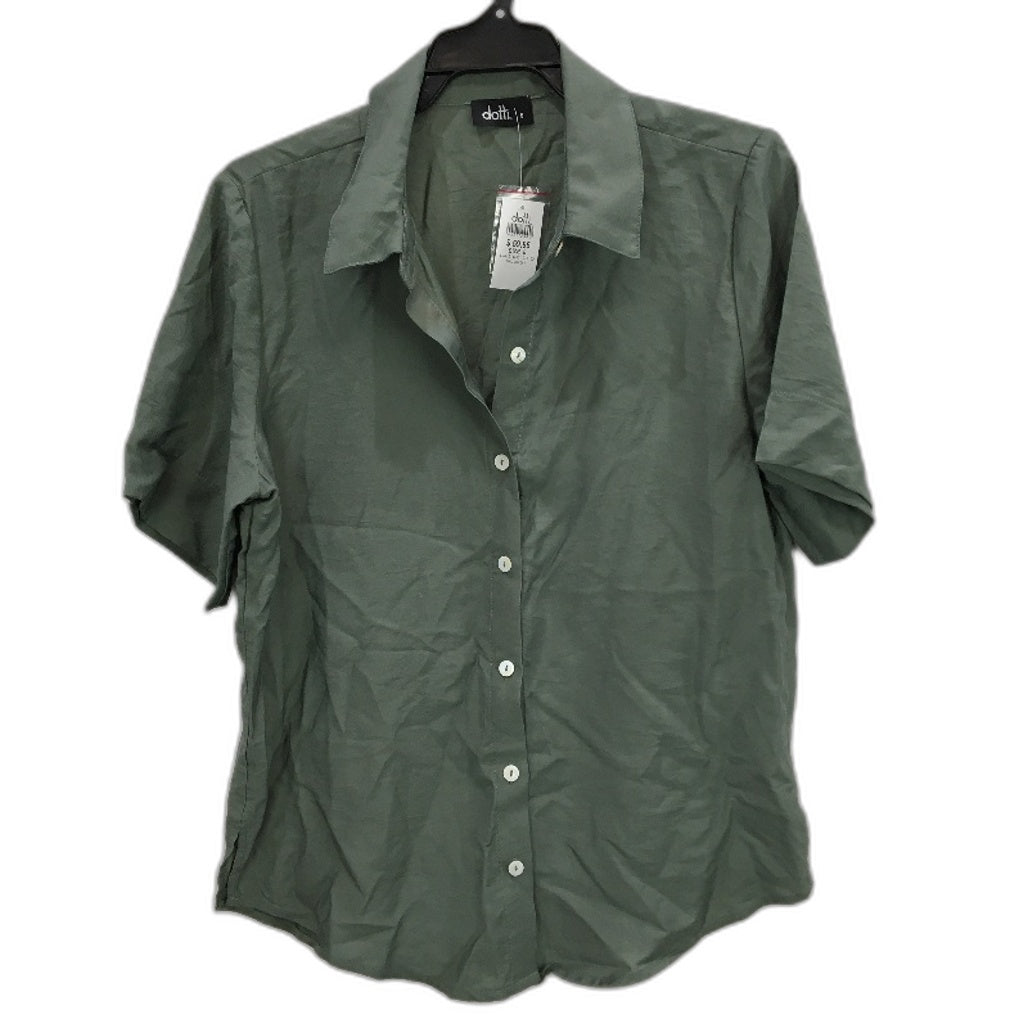 Dotti Olive Green Lightweight Short Sleeve Button Up Shirt Ladies Size 8