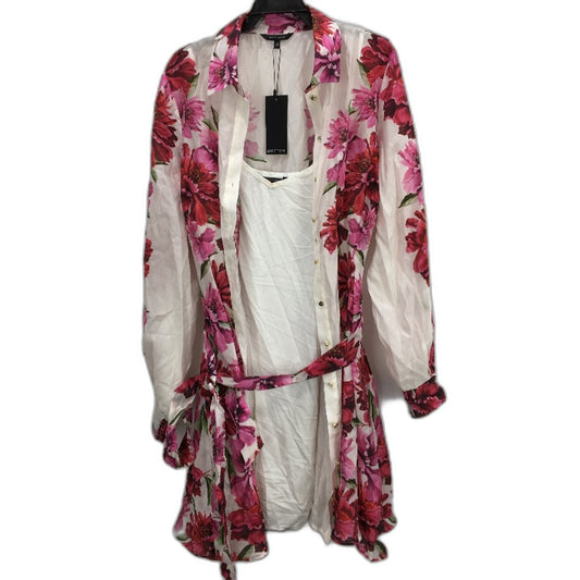 Portmans Kirsty Wild Rose Sift Pink Floral Short Shirt Dress Ladies Size 18