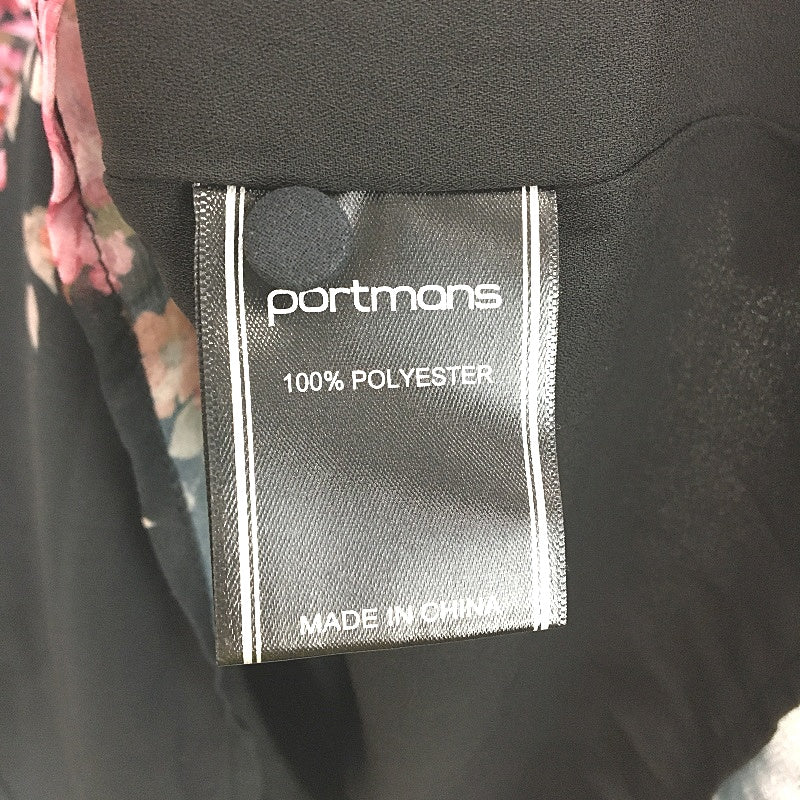 Portmans St Valentine Black Floral Short Sleeve Button Up Blouse Ladies Size 10