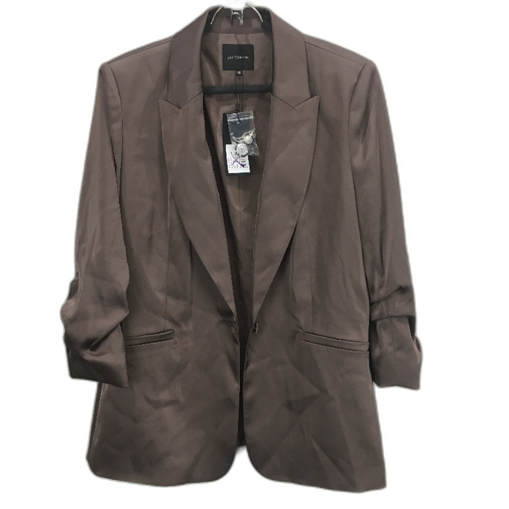 Portmans Earl Grey Cupids Bow Smooth Satin Button Up Blazer Ladies Size 16 NEW