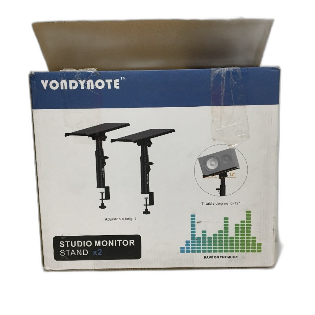 Vondynote Adjustable Height Studio Monitor Stands Set Of 2 Desktop Clamp NEW