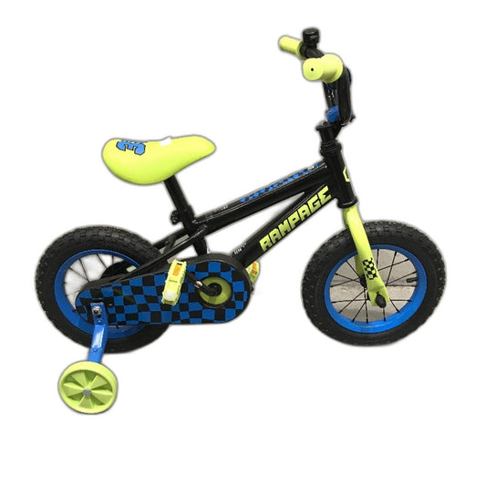 Black & Blue Checkered Rampage 30cm Wheels Bike Training Wheels NEW