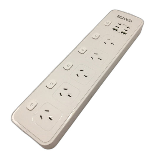 Billord Power Board With Individual Switch 5AC 4 USB C & 2 USB 2 Meter NEW