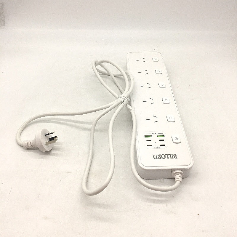 Billord Power Board With Individual Switch 5AC 4 USB C & 2 USB 2 Meter NEW