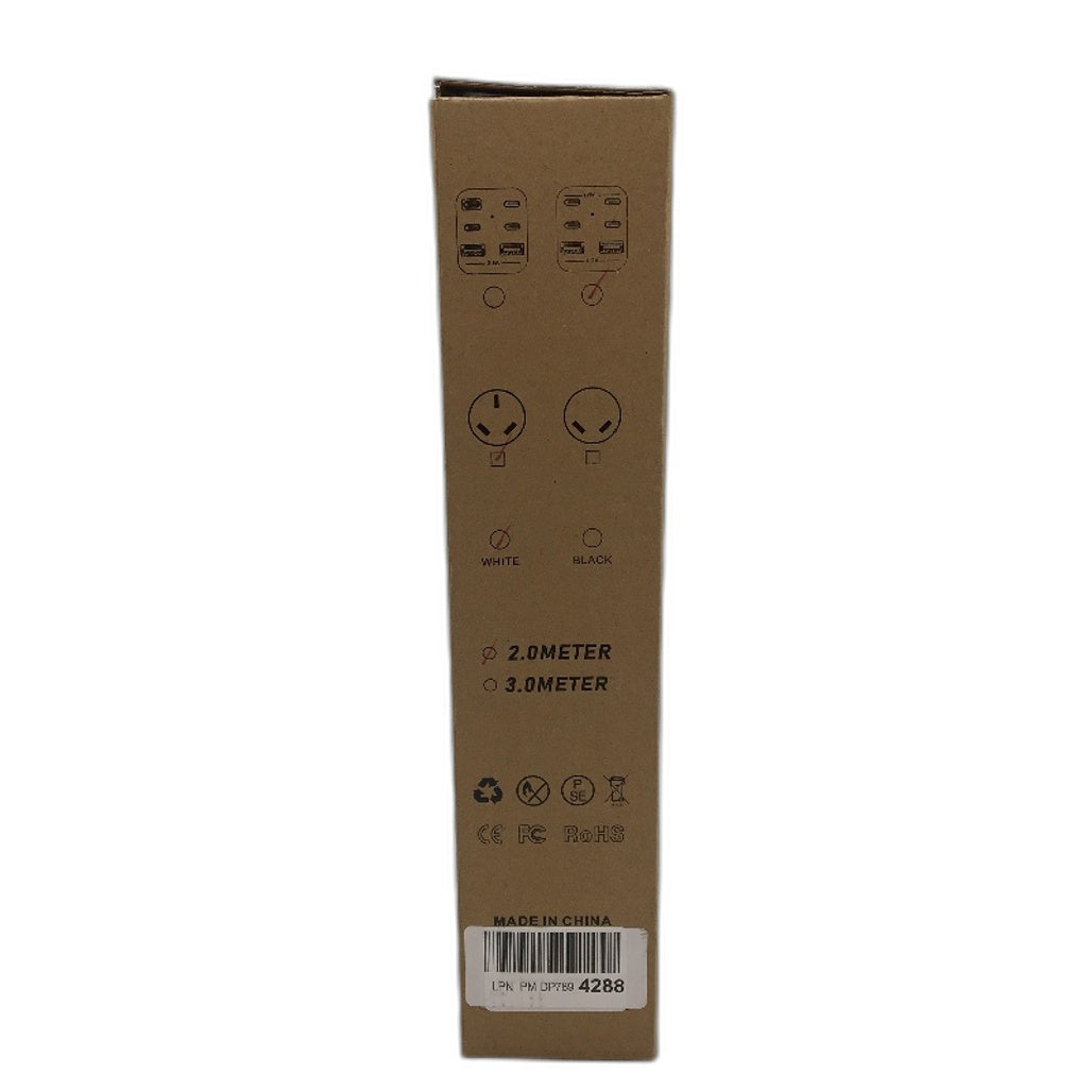 Billord Power Board With Individual Switch 5AC 4 USB C & 2 USB 2 Meter NEW