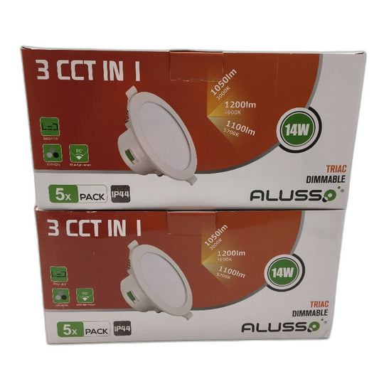 Alusso Set of 10 White 14W LED Downlight 120mm Cutout Dimmable IP44 NEW