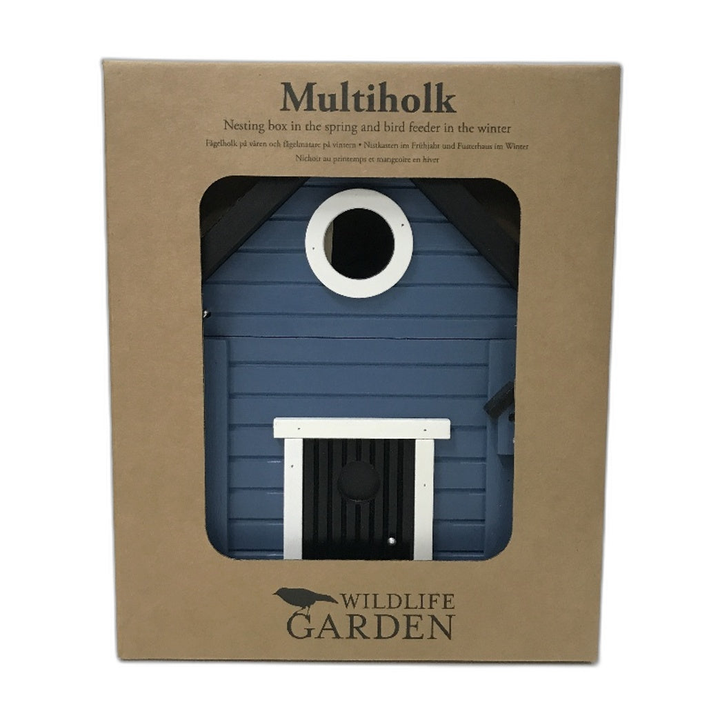 Wildlife Garden Blue Multiholk Bird Nesting Box & Bird Feeder Table NEW
